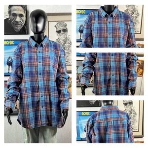 Vintage L.L. Bean Plaid Flannel Shirt – Blue & Brown – XL Slightly Fitted